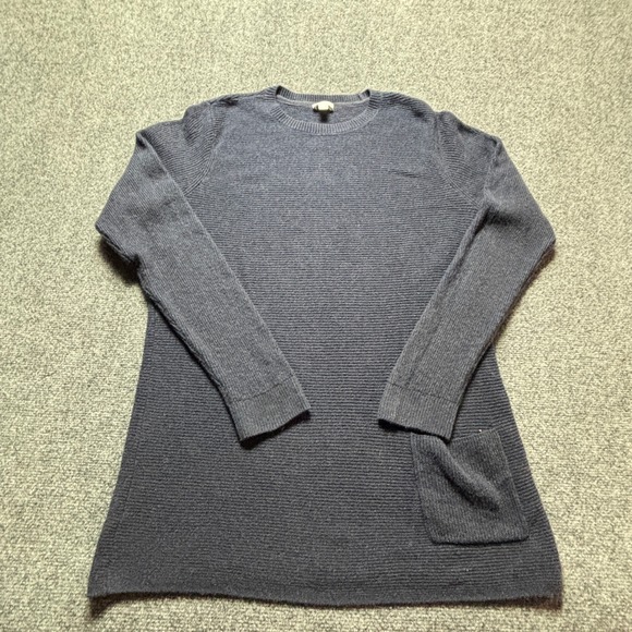 J. Jill Tops - J. Jill Pure Jill Ribbed One-Pocket Sweater Womens Medium Tall Navy Blue‎ Knit